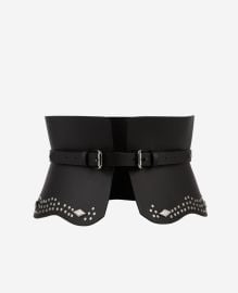 Black leather corset belt with studs The Kooples - US at The Kooples