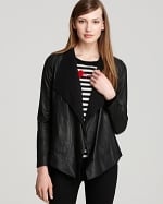 Black leather draped jacket by DKNY at Bloomingdales