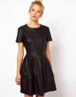 Black leather look dress at ASOS at Asos