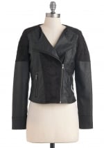 Black leather panel jacket at ModCloth at Modcloth