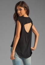 Black open back shirt by Bobi at Revolve