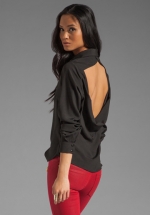 Black open back shirt by Boulee at Revolve