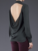 Black open back shirt by Haute Hippie at Farfetch