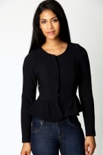 Black peplum jacket from Boohoo at Boohoo