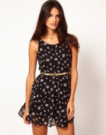 Black printed chiffon dress like Zoe Harts at Asos