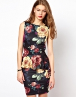 Black rose print dress at Asos