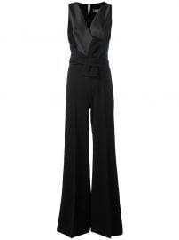 Black silk blend V neck jumpsuit by Max Mara at Farfetch