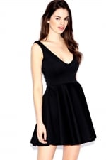 Black vneck dress at Boohoo at Boohoo