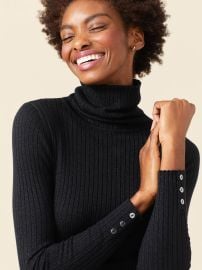 BlackMetallic Solid Arlette Turtleneck Women039s Sweaters JMcLaughlin at JMcLaughlin