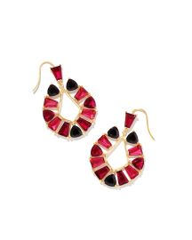 Blair Gold Jewel Open Frame Earrings in Ruby Mix Kendra Scott at Kendra Scott