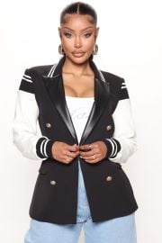 Blaire Bomber Blazer - BlackWhite Fashion Nova Jackets Coats Fashion Nova at Fashion Nova