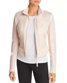 Blanc Noir Leather & Mesh Moto Jacket at Bloomingdales