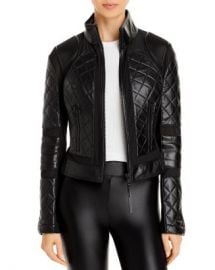 Blanc Noir Leather  Mesh Moto Jacket   Bloomingdales at Bloomingdales