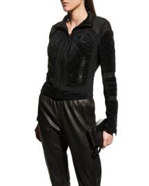 Blanc Noir Velour Moto Jacket at Neiman Marcus