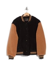 Blank NYC Colorblock High Pile Fleece Bomber Jacket in Black at Nordstrom Rack