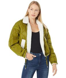 Blank NYC Nylon Cropped Quilted Faux Sherpa Jacket  com at Zappos