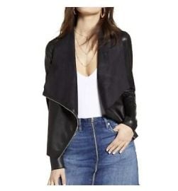 Blank NYC Onto The Next Faux Leather Drape Front Jacket Black Size S eBay at eBay