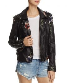 BlankNYC Floral Embroidered Studded Faux Leather Moto Jacket at Bloomingdales