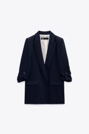 Blazer with Rolled Up Sleeves in Navy at Zara