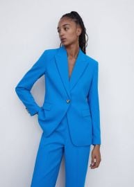 Blazer with jewel button - Women Mango USA at Mango