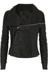 Blister Washed Leather Biker Jacket by Rick Owens at Net A Porter