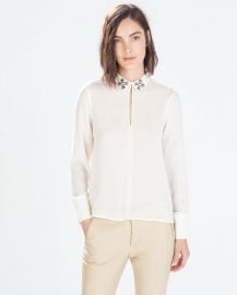 Blouse with Jewel Applique at Zara