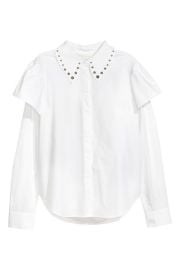 Blouse with Studs - White - Ladies HampM US at H&M