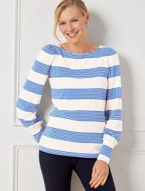 Blouson Sleeve Tee - Cluster Stripe Talbots at Talbots