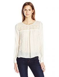 Blu Pepper Women s Long Sleeve Crochet and Lace Detailed Top at Amazon