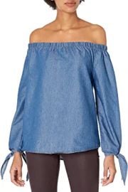 Blu Pepper Women39s Denim Off Shoulder Top at  Womens Clothing store at Amazon