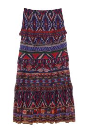 Blue Ainika Tapestry Maxi Skirt FARM Rio at Farm Rio