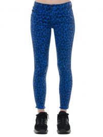 Blue And Black Leopard Denim Skinny Jeans at Italist