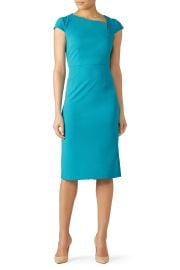 Blue Asymmetric V-Neck Sheath by Donna Morgan Rent the Runway at Rent the Runway