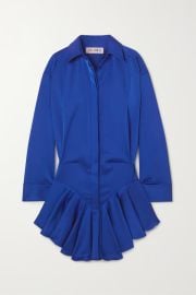 Blue Candice pleated satin mini shirt dress  THE ATTICO  NET-A-PORTER at Net a Porter