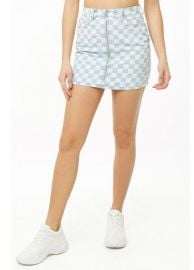 Blue Checkered Print Mini Skirt by Forever 21 at Forever 21