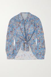 Blue Dazed tie-front floral-print crepe de chine shirt  VERONICA BEARD  NET-A-PORTER at Net a Porter