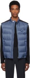 Blue Down Nylon Vest by Prada at Ssense