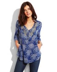 Blue Embellished Tunic at Lucky Brand