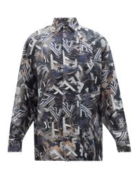 Blue F-print silk-twill shirt  Fendi  FASHION US at Matches