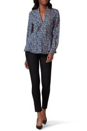 Blue Floral Printed Blouse by Derek Lam Collective Rent the Runway at Rent the Runway