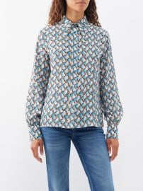 Blue Floral-print silk shirt Etro FASHION US at Matches