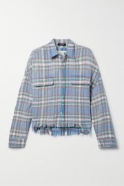 Blue Frayed checked washed-cotton shirt R13 NET-A-PORTER at Net a Porter