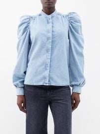 Blue Gillian puff-sleeve denim top FRAME FASHION US at Matches