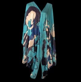 Blue Graffiti Kimono by Cedric Brown Collection at Cedric Brown