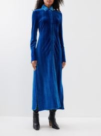 Blue Ice-dyed velvet shirt dress Proenza Schouler FASHION US at Matches