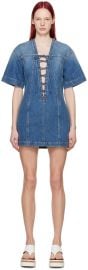 Blue Lace Up Denim Minidress at ssense
