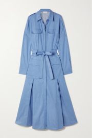 Blue Meyer pleated belted cotton and silk-blend shirt dress  GABRIELA HEARST  NET-A-PORTER at Net a Porter