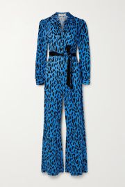 Blue Milly belted printed stretch-jersey jumpsuit  DIANE VON FURSTENBERG  NET-A-PORTER at Net a Porter