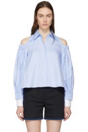 Blue Open Shoulder Palm Shirt by Fendi at SSense