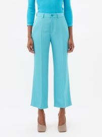 Blue Pintucked twill tailored trousers Balenciaga FASHION US at Matches